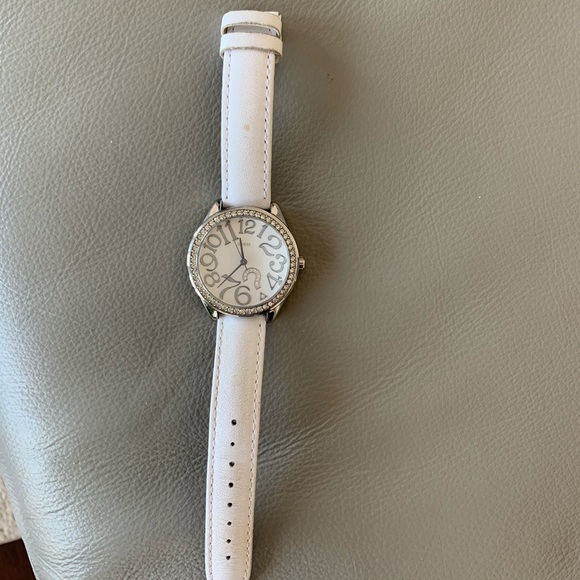 White leather guess watch